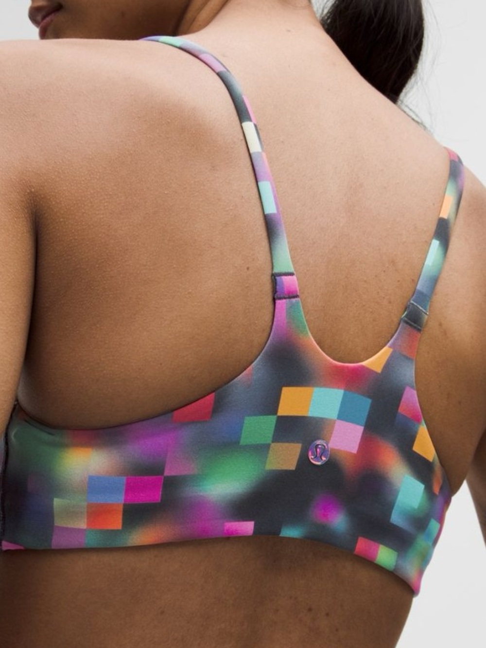 LULULEMON Wunder Train Strappy Racer Bra Light Support Pixel Rainbow Club Multi
